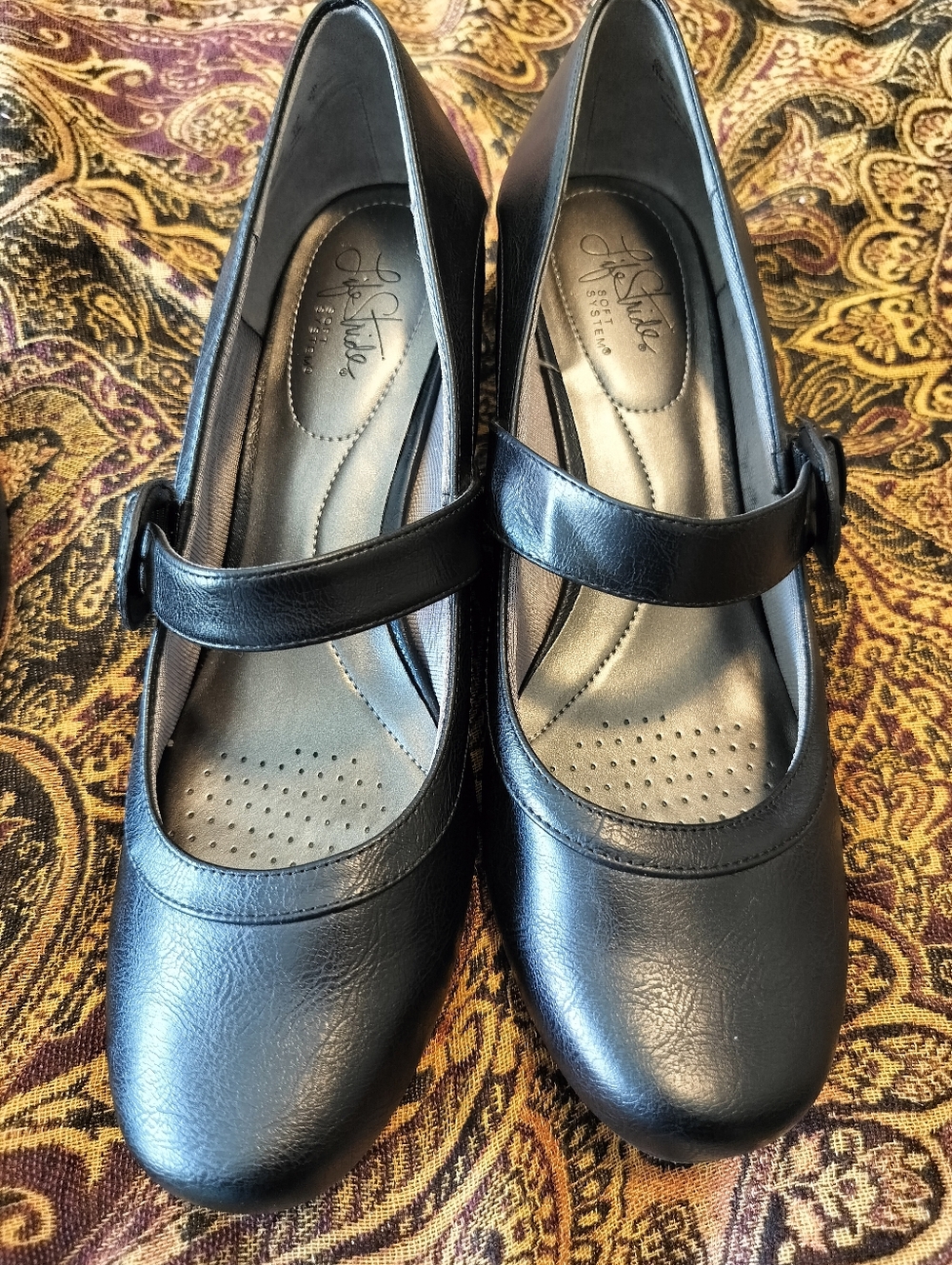 Life Stride Women's 11 Rozz Black Mary Jane Comfort Heels